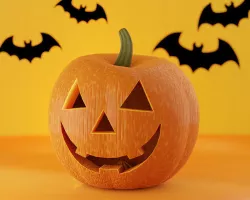 Lighted Halloween Pumpkin with Bats 3D model