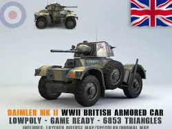Low Poly Daimler MK II armored car Low-poly 3D model
