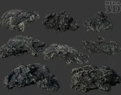 Low poly Lava Rock Photogrammetry 220723 - Ultra HD 16K Textures Low-poly 3D model
