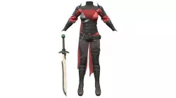 Medieval Fantasy Outfit Top Pants Shoes Gloves Sword Low-poly 3D model