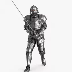 Medieval Knight Gothic Plate Armor Two-Handed Sword pose2 Low-poly 3D model