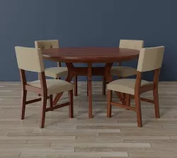 Mid-Century Wood Dining Set Low-poly 3D model