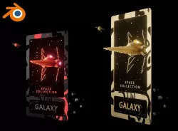 NFT Galaxy collectible card template for Blender 3D model