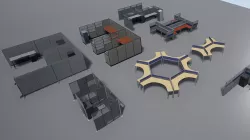 Office cubicle set Low-poly 3D model
