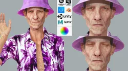Old Man Tourist naked and clothed Low-poly 3D model