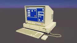 Old PC in voxel graphics Low-poly 3D model