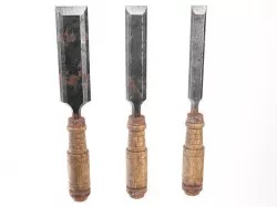 Old Rusty Chisel Set 3D Models Low-poly 3D model