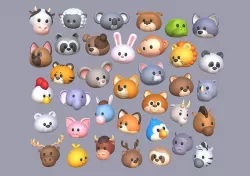 Pack001 Animal Head Pack 3D model