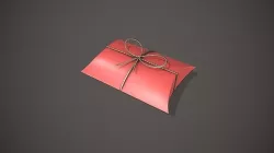 Red and Silver Pillow Gift Box Low-poly 3D model