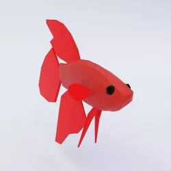 Red betta fish low poly 3d model  Low-poly 3D model