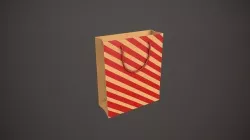 Red Striped Gift Bag Low-poly 3D model