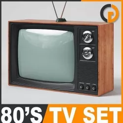 Retro 80s Television Set 3D model