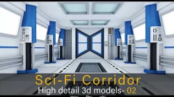 Sci-Fi Corridor- 02- High detail 3d models Low-poly 3D model