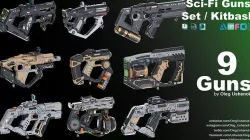 Sci-Fi Guns Set Kitbash   3D model