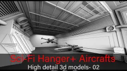 Sci-Fi Hanger- Aircrafts- 02- High detail 3d models Low-poly 3D model