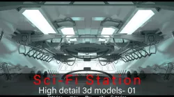 Sci-fi Station 01- High detail 3d models Low-poly 3D model