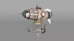 Steampunk style zeppelin with ship 3D model