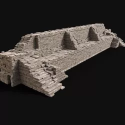 STONE WALLS ORIENTAL JAPAN CHINESE ARAB TEMPLE RUINS Low-poly 3D model