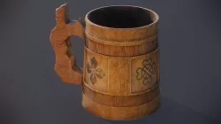 Stylized Tavern Wooden Beer Mug Low-poly 3D model