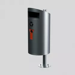 Swiss street stainless steel garbage can with dog plastic bags 3D model