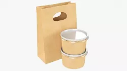 Takeaway containers and paper bag 3D model