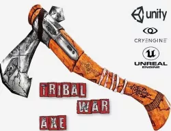 Tribal War Axe Game Ready Low-poly 3D model