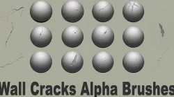 Wall Crack Alpha Brushes  Low-poly 3D model