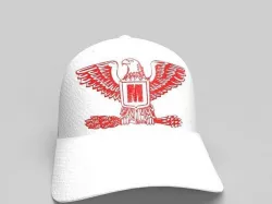 White Jeans Baseball Cap with a Bald Eagle and the Letter M 3D model