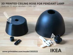 Ceiling Rose for Pendant Lamps similar to Ikea Hemma cord set