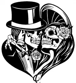 2D Sugar Skull Couple stencil