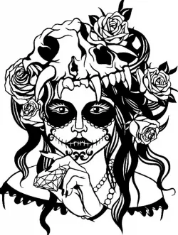 2D Sugar Skull stencil 4