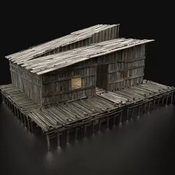 AAA SWAMP WETLAND FANTASY MEDIEVAL WOODEN HOUSE HUT NEXT GEN Low-poly 3D model