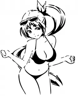 Anime beach girl stencil 5 