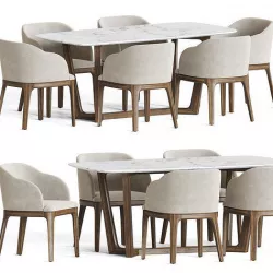 Aubrey Chair Evelyn Table Dining Set 3D model