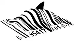 Banksy Barcode Shark stencil
