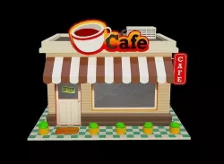 Cartoon  Coffee House Cafe Building Low-poly 3D model