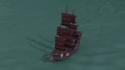 Cartoon dark fantasy ships polygonal Low-poly 3D model