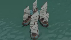 Cartoon fantasy asion ships Polygonal Low-poly 3D model