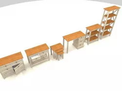 Conjunto moveis rusticos madeira cinza 3D model