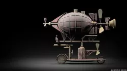 Fantasy Steampunk Flying Machine Low-poly 3D model