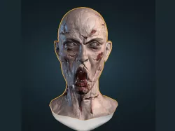 Female Horror Zombie Angry - Shouting 3D model