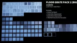 Floor Grate Pack V2 - 50 Grates - Source Files - FBX Blend PBR Low-poly 3D model