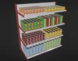 Food Shelf With Canned Foods Low-poly 3D model