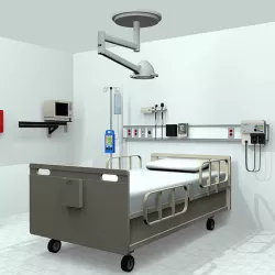 Hospital Room Medical Equipment with Animated ECG Monitor 3D model