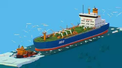 Isometric Boat breaking Ice Oil Tanker Icebreaker Low-poly 3D model