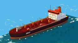 Isometric Boat Ship Oil Tanker in ocean Low-poly 3D model