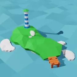 Lighthouse beacon on the island 3D model