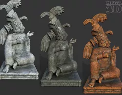Low poly Mayan Inca Aztec Statue 220511 Low-poly 3D model
