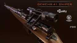 Snipe Gewehr 41 WW2 german Rifle witch scope PBR Low-poly 3D model