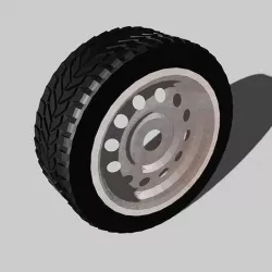 Stamped wheel with tire low-poly  Low-poly 3D model
